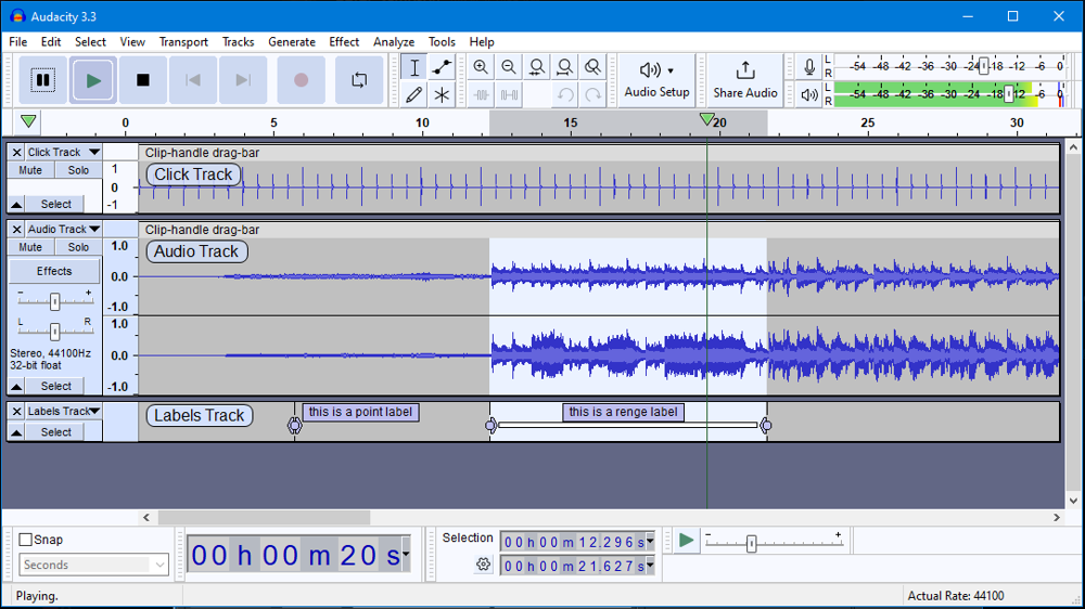 刷新前の Audacity 3.3 の画面