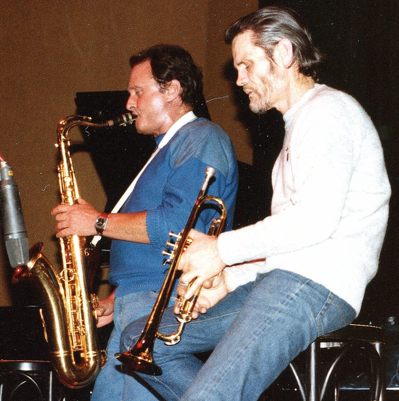 1983年、ノルウェーでの演奏をするStan GetzとChet Baker