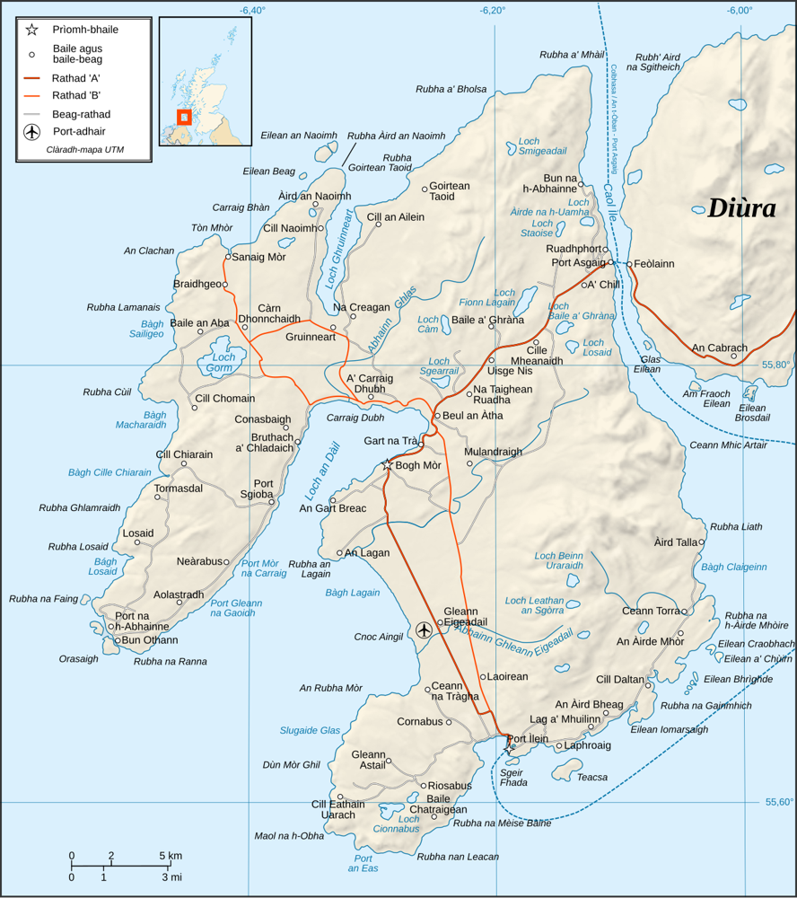 アイラ島の地図