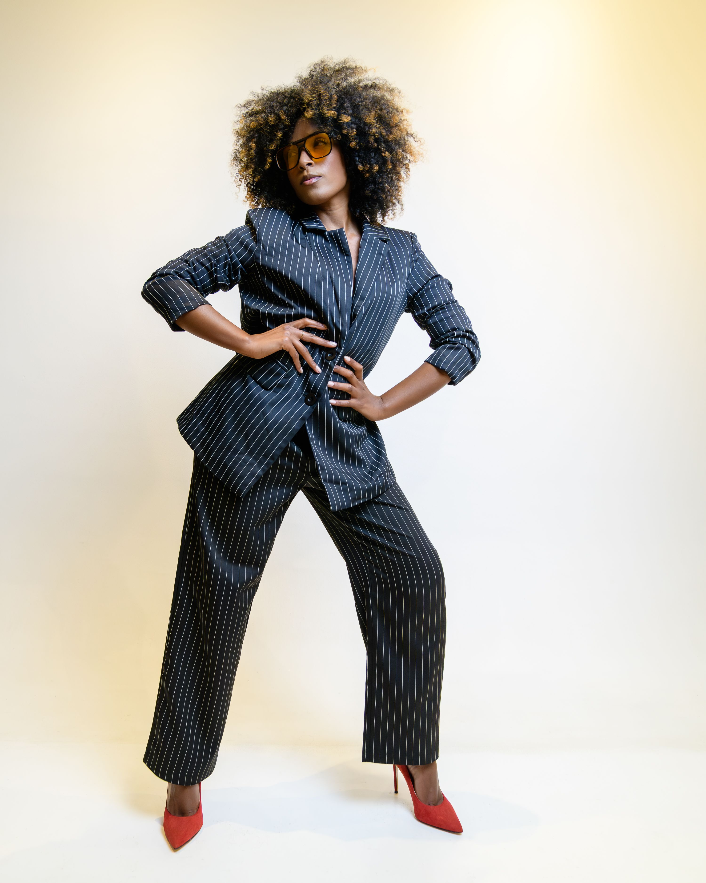 Fashionable pinstripe suit