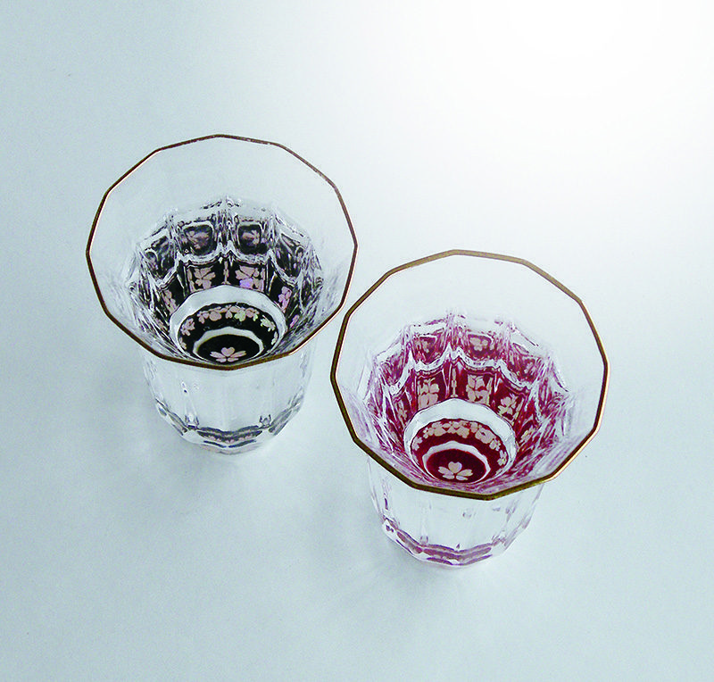 高岡漆器 螺鈿ガラス 金杯(万華鏡)桜